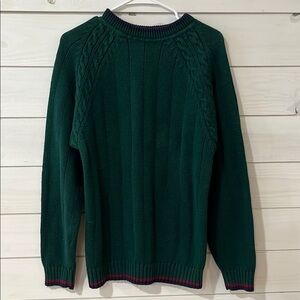 Sears | Green Crewneck Sweater Classic Knit, Medium